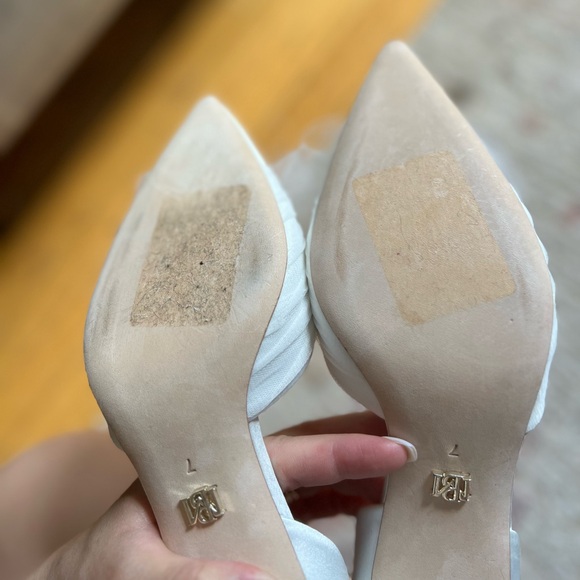 Badgley Mishka satin wedding heels with bow in “Soft White Satin” - Picture 5 of 7